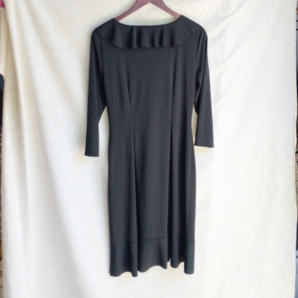 BCBG Paris Black Ruffle Neck Dress - Picture 2 of 4